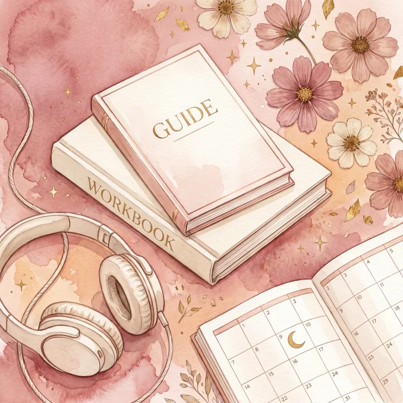 The bundle includes: archetype guide, audiobook, workbook, and cosmic calendar